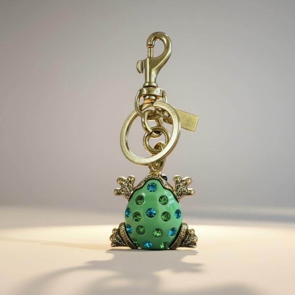 🐸 Jeweled Green Frog Bag Charm / Keychain 🐸